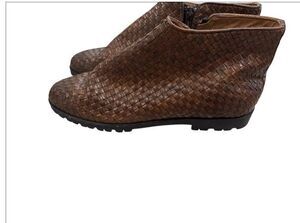 SESTO MEUCCI Leather Boots Flat Brown Woven Boots Boho Italy 7.5